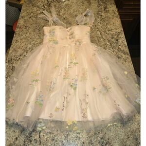 Sweetheart Floral Tulle Homecoming Pink Dress Sweet 16 Quinceneara Size 4 Corset